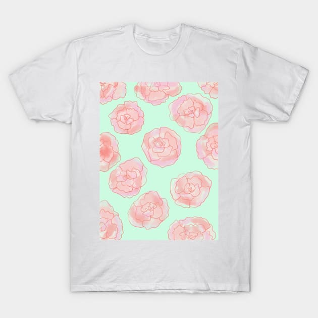 Pastel Pink and Green Roses T-Shirt by AlexandraStr